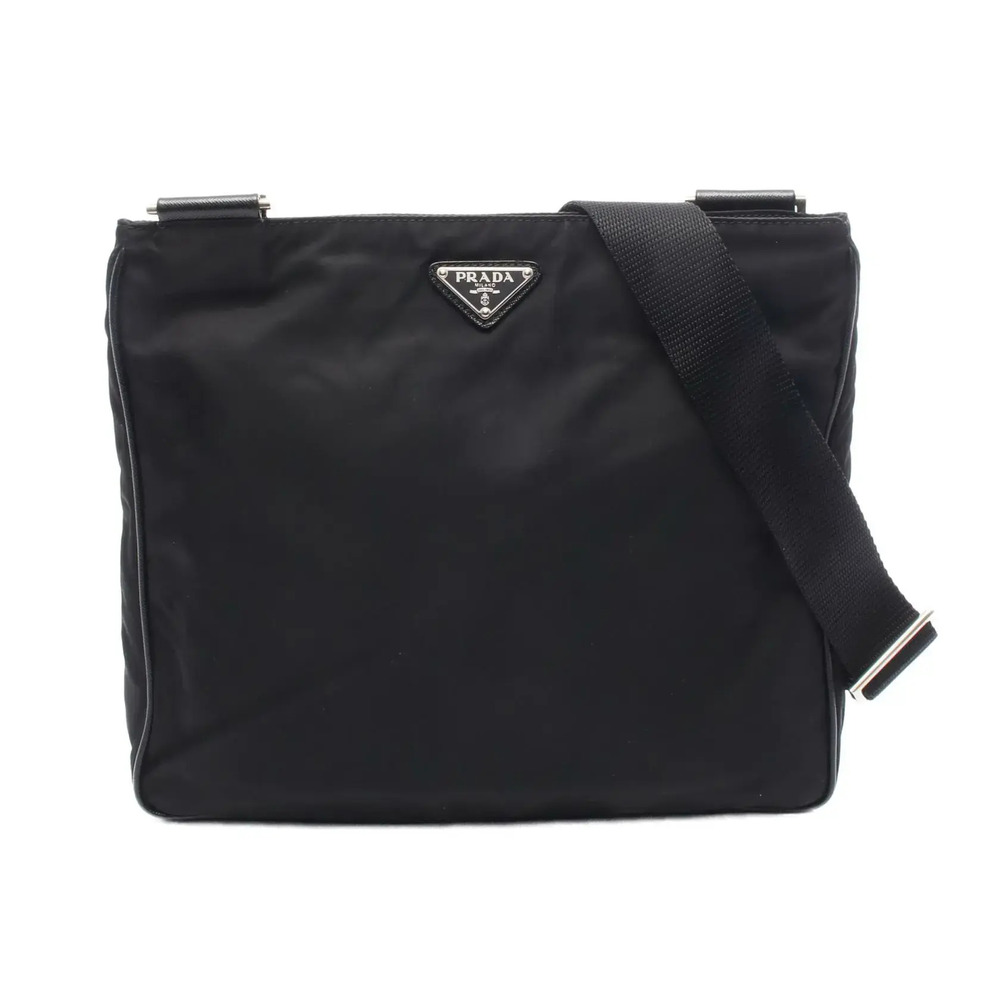 Prada Vela Tessuto Messenger Crossbody Bag Black